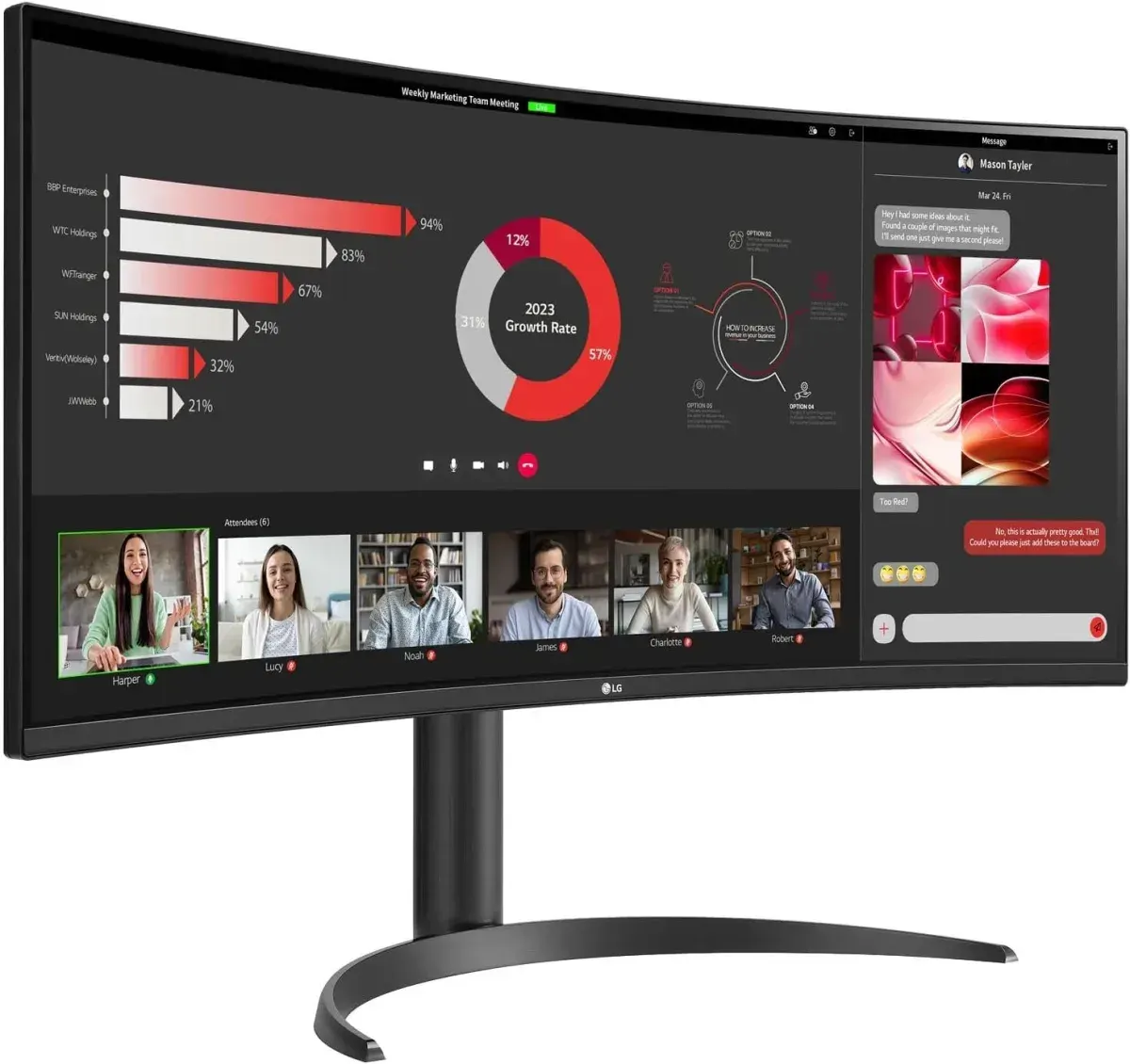 LG 34WR55QK-B 34″ WQHD 100Hz UltraWide Curved Monitor