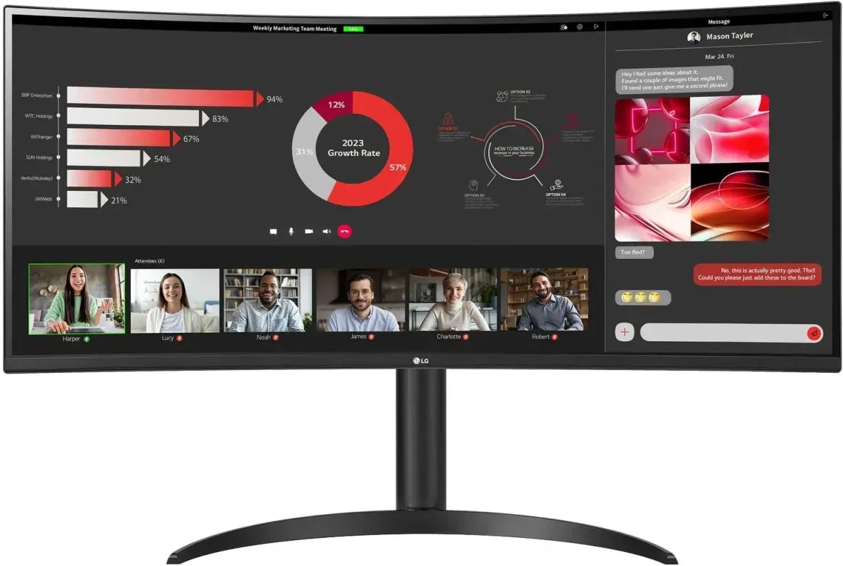 LG 34WR55QK-B 34″ WQHD 100Hz UltraWide Curved Monitor
