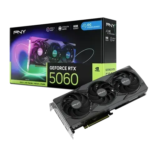 PNY GeForce RTX 5060 ARGB EPIC-X RGB Overclocked Triple Fan 8GB GDDR7 Graphics Card